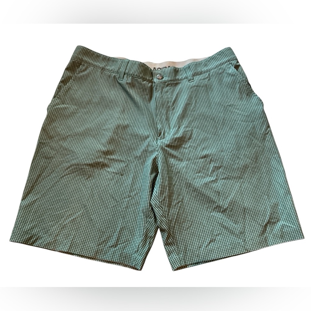 Adidas Men’s Golf Shorts Green White Gingham Polyester Blend Size 36